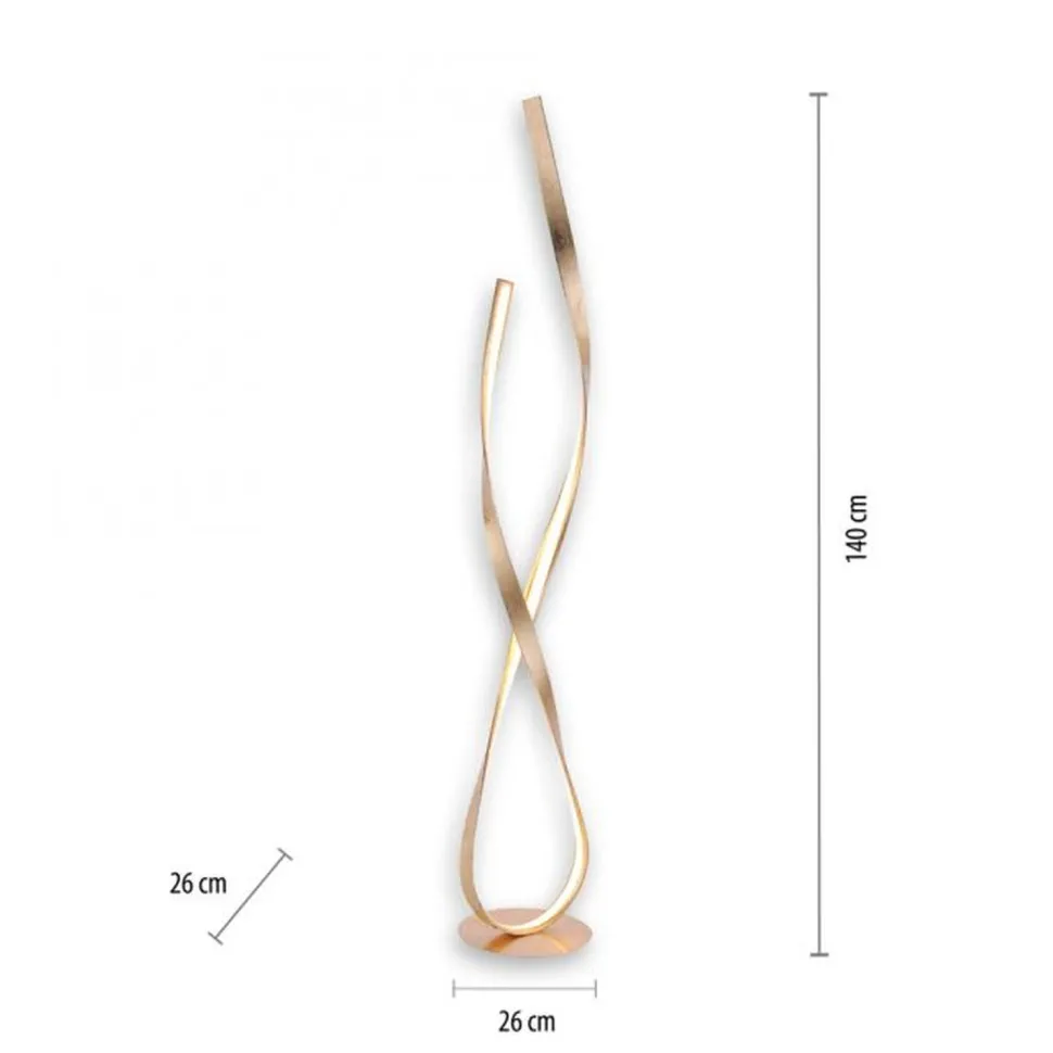 Dimmbare LED Stehlampe in Blattgold 140 cm 3000 K 26 W