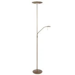 Dimmbarer LED Deckenfluter mit Lesearm in Bronze 185 cm