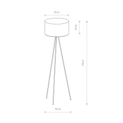 Dreibein Stehlampe E27 156 cm in Schwarz Gold Metall Stoff