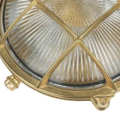 Echt-Messing Außenwandleuchte SERIFOS Riffelglas