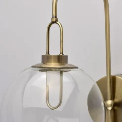 Edle LED Wandleuchte Glas Kugel Schirm in Messing