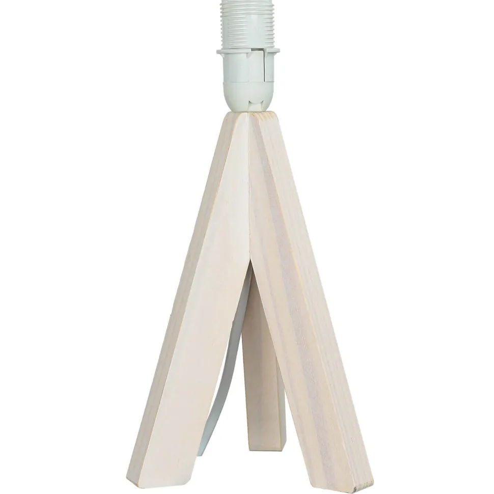 Edle Tischlampe Holz Stoffschirm Grau 31cm Ø17cm