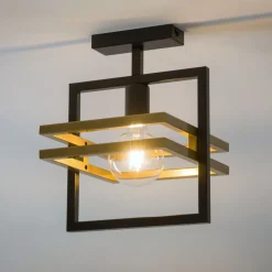 Elegante Deckenleuchte Schwarz Gold E27 40,5 cm lang