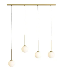 Elegante Hängeleuchte Glas Metall in Messing Weiß E14