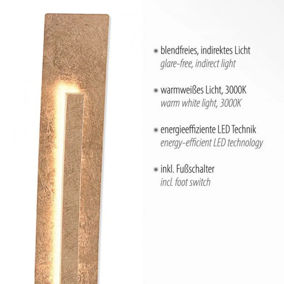 Elegante LED Stehlampe warmweiß 141 cm in Blattgold