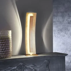Elegante LED Tischlampe warmweiß 40,5 cm in Blattgold
