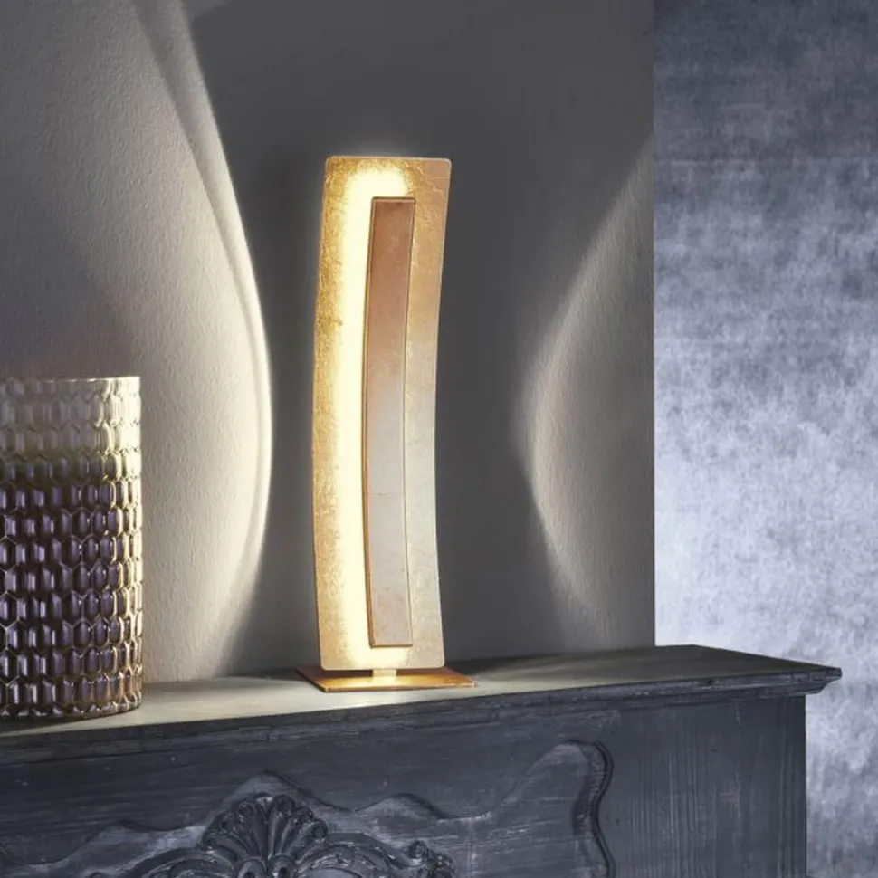 Elegante LED Tischlampe warmweiß 40,5 cm in Blattgold