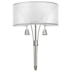 Elegante Wandlampe mit Schirm Weiß Nickel Schlafzimmer