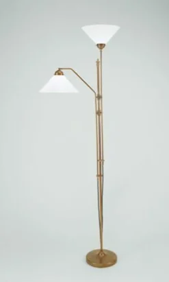 Eleganter Deckenfluter Berliner Messing Glas E27 200 cm