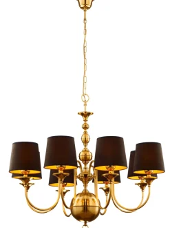 Eleganter Kronleuchter Messing Stoff E27 100 cm lang