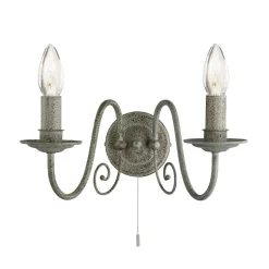 Filigrane Wandleuchte mit Schalter Grau 2x E14 Metall