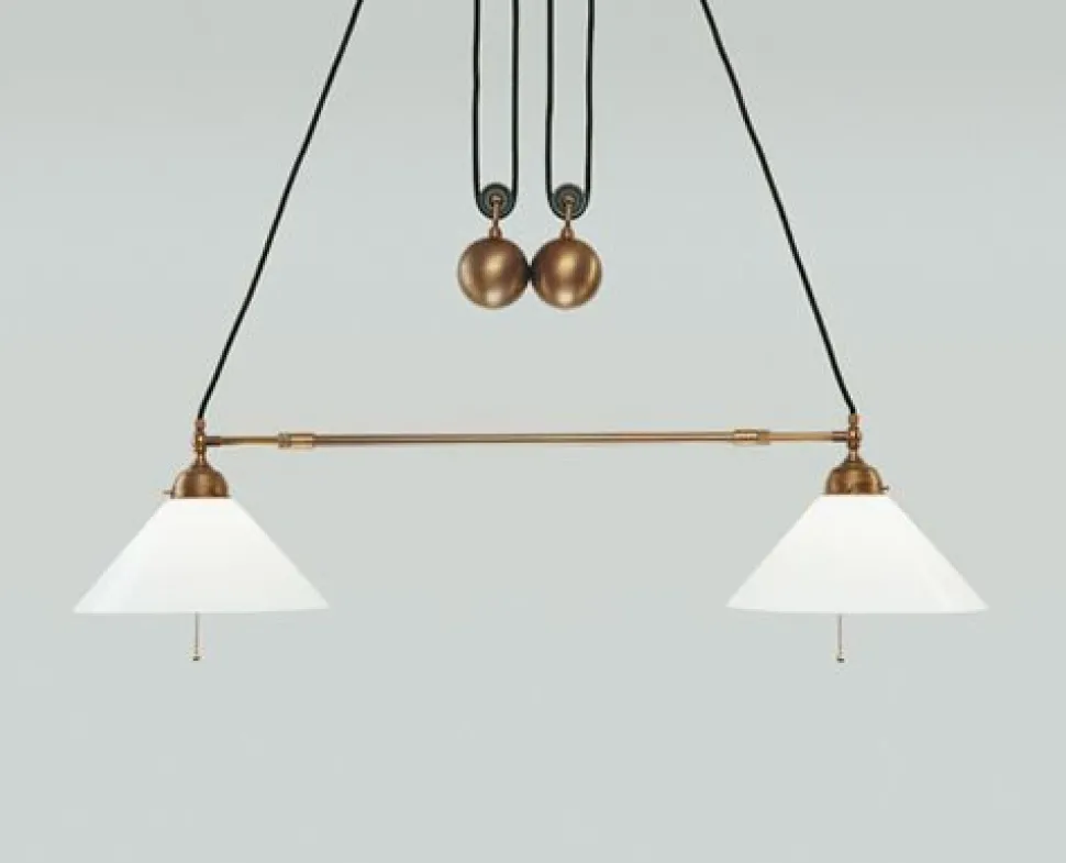 Flexible Pendelleuchte Messing Glas Schalter E27 130 cm