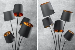 Flexible Stehleuchte Stoff Schwarz Gold 178 cm elegant