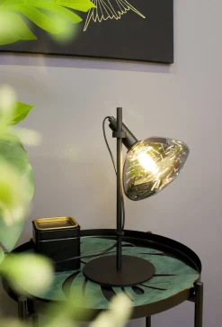 Flexible Tischlampe Glas E14 35,3 cm Schwarz Rauchgrau