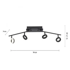 Flexibler LED Deckenstrahler Anthrazit IP44 94 cm 26 W
