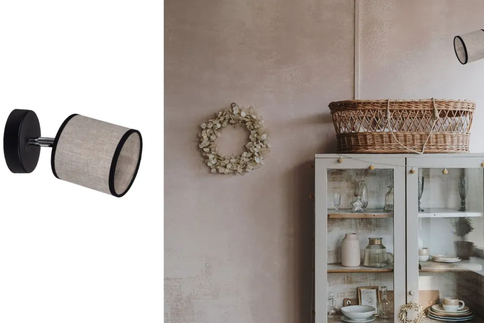 Flexibler Wandstrahler blendarm Stoff E14 H:16 cm klein