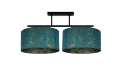 Gemütliche Deckenlampe Stoff Grün Muster E27 L:70 cm