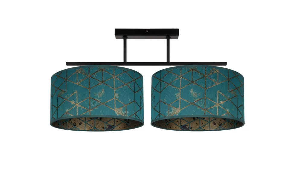 Gemütliche Deckenlampe Stoff Grün Muster E27 L:70 cm