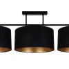 Gemütliche Deckenleuchte Stoff Schwarz Gold E27 100 cm