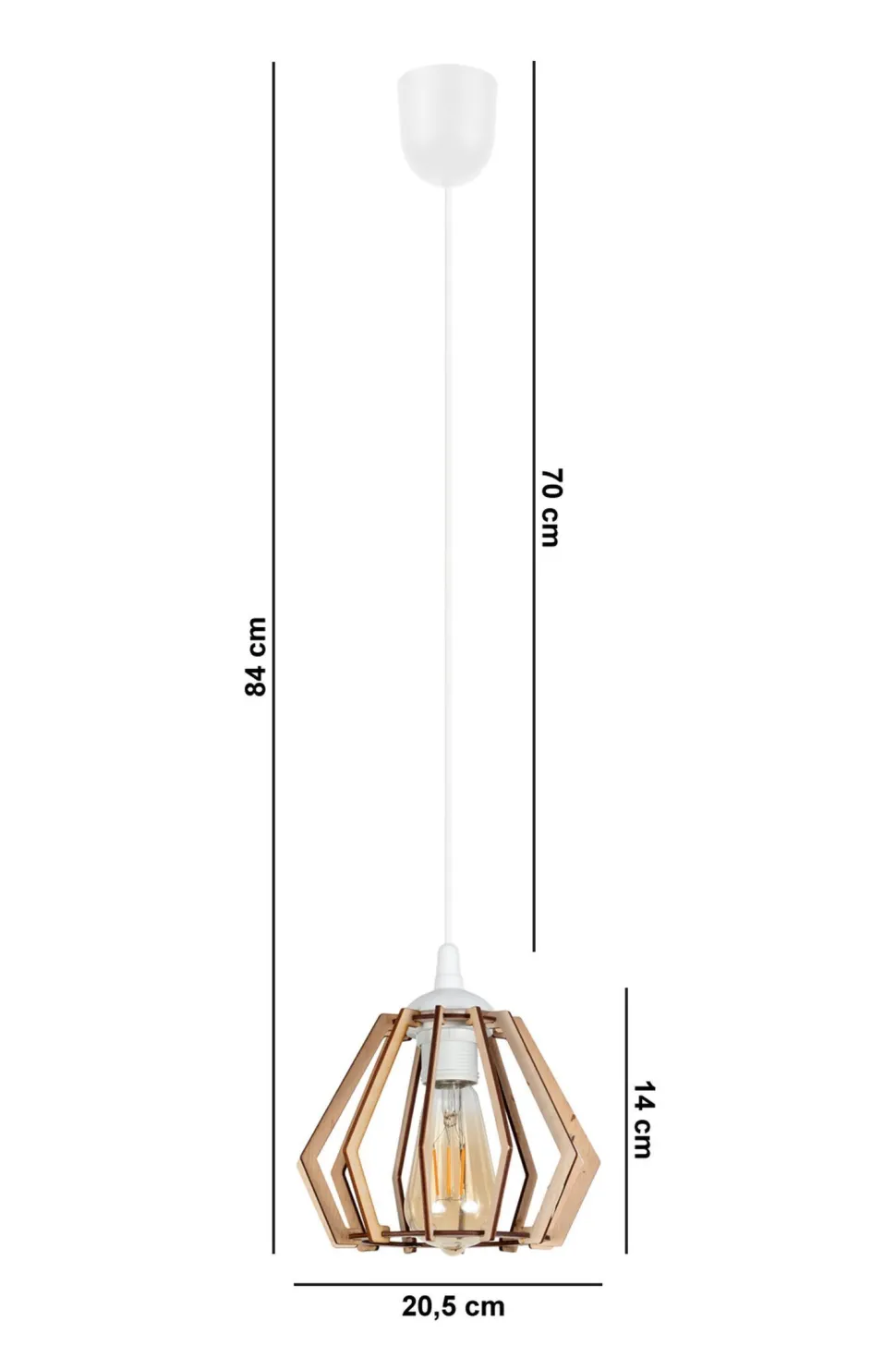 Gemütliche Hängelampe Weiß Natur Holz E27 B:20,5 cm