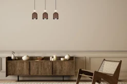 Gemütliche Hängeleuchte Rostbraun Metall Holz E27 66 cm