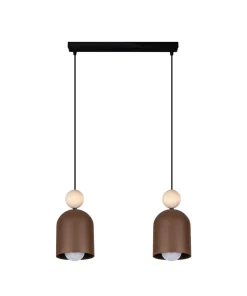 Gemütliche Hängeleuchte Rostbraun Metall Holz E27 46 cm