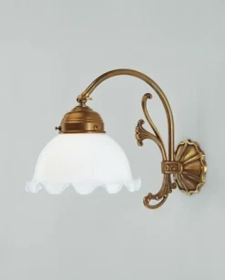 Gemütliche Wandleuchte Messing Glas E27 Blüte Floral