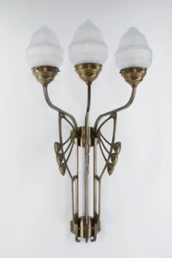 Gemütliche Wandleuchte Messing Glas Weiß E27 3-flammig