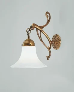 Gemütliche Wandleuchte Messing Glas E27 T:28 cm