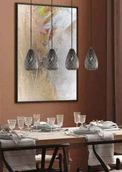 Geometrische Hängelampe Metall Anthrazit E27 90 cm lang