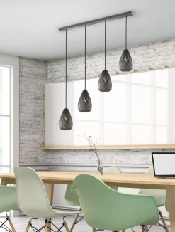 Geometrische Hängelampe Metall Anthrazit E27 90 cm lang