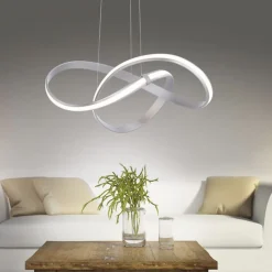 Geschwungene LED Pendelleuchte in Stahl 3000 K dimmbar