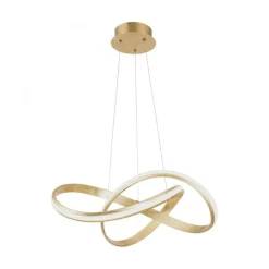Geschwungene LED Pendelleuchte in Gold 30 W dimmbar