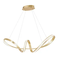 Geschwungene LED Pendelleuchte in Gold L:91 cm dimmbar