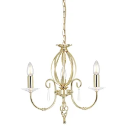 Glanzvoller Kronleuchter in Messing 3-armig Esstisch