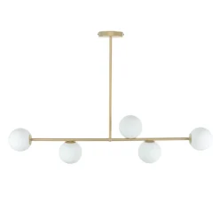 Gold Deckenlampe Metall Glas satiniert G9 5-flammig