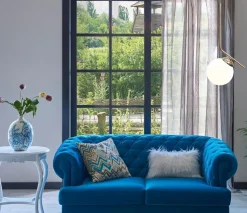 Goldene Pendelleuchte Glas blendarm L:15 cm E27 Metall