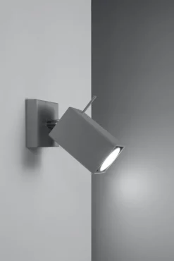 Grauer Wandspot eckig GU10 verstellbar Wandleuchte Flur