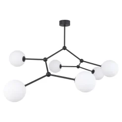 Große Deckenlampe Metall Glas 6-flammig 105 cm lang