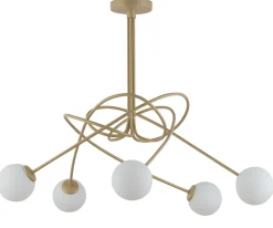 Große Deckenleuchte Glas Metall Gold L:85 cm blendarm