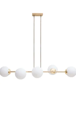 Große Hängelampe blendarm Glas Metall 100 cm E27 Gold