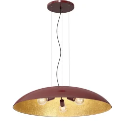 Große Hängelampe Stoff E27 Rot Gold Ø100 cm rund