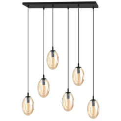 Große Hängeleuchte Glas 6x E14 70 cm länglich CARLU