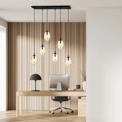 Große Hängeleuchte Glas 6x E14 70 cm länglich CARLU