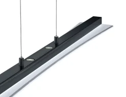Große LED Hängelampe Metall Glas Touch Dimmer Schwarz