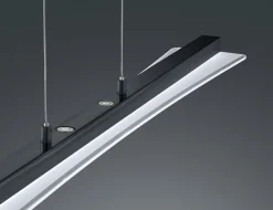 Große LED Hängelampe Metall Glas Touch Dimmer Schwarz