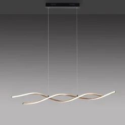 Große LED Hängelampe Schwarz Gold 105 cm 3000 K dimmbar