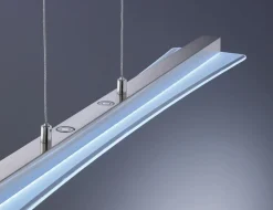Große LED Hängeleuchte Metall Glas Touch Dimmer Nickel