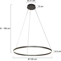 Große LED Pendelleuchte Schwarz Ø100 cm 80 W 2700 K