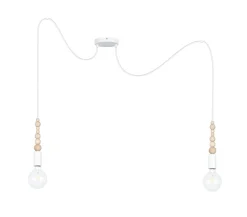 Große Spider Pendelleuchte Holz Metall E27 400 cm Weiß